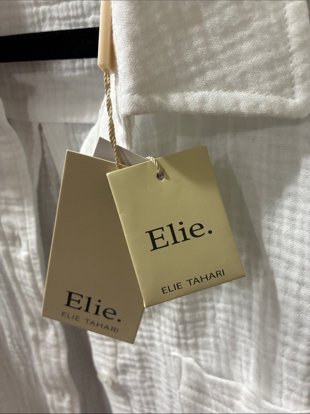 Elie Tahari White Textured Cotton Button-Down Shirt - Picture 4 of 14
